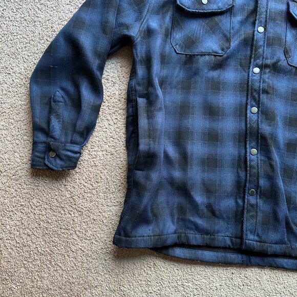 Dickies Jacket Mens XL Button Up Fleece Lined Blue Black Hood Pockets Workwear - Picture 6 of 12